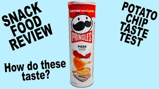 Snack Food Review  Pizza Flavored Pringles Opening amp Taste Test [upl. by Anahsak]