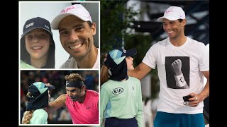 Rafael Nadal kisses ball girl on cheek after shot accidentally hits her in face at Australian Open [upl. by Capello30]