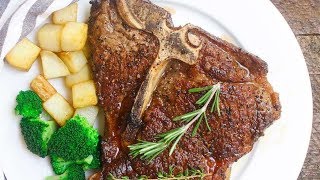 Perfect Tbone Steak Pan Seared with Oven Finish [upl. by Etnor]