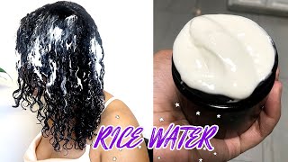 MASSIVE HAIR GROWTH  DIY RICE WATER CURL CREAM [upl. by Tj535]