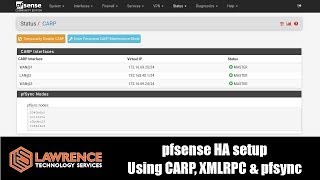 pfsense HA  High Availability Setup and Testing Using CARP XMLRPC amp pfsync [upl. by Roskes]