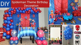 DIY  Spiderman Theme Birthday Decoration Ideas  Kids Spiderman Birthday Party Decoration At Home [upl. by Acinod623]