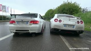 VERY LOUD Meisterschaft Nissan R35 GTR vs BMW E92 M3 w F1 SuperSprint Exhaust [upl. by Mosnar]