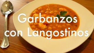 Garbanzos con langostinos  Recetas de cocina fáciles ✅ [upl. by Notelrac]