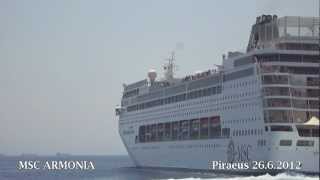 MSC ARMONIA departure from Piraeus Port [upl. by Ortrude]