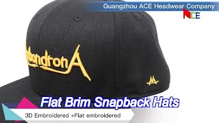 Custom Flat Brim Snapback Hats Embroidery Flat Bill Baseball Cap [upl. by Ademla]