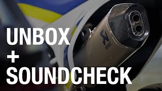 Akrapovic Titanium Slip On Exhaust for Husqvarna 701 Unboxing  Soundcheck [upl. by Ultun]