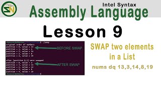 Assembly x8664 Tutorial Swapping Array Elements in Intel Syntax on Ubuntu Linux Lesson 9 [upl. by Nahttam782]