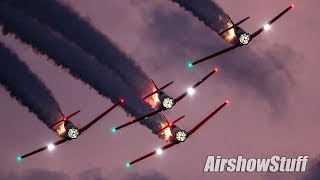 Aeroshell Aerobatic Team Night Show  EAA AirVenture Oshkosh 2019 [upl. by Nivle]