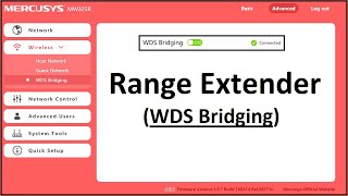 Mercusys Router Setup as Wireless Range Extender  Repeater WDS Bridging [upl. by Elaina]