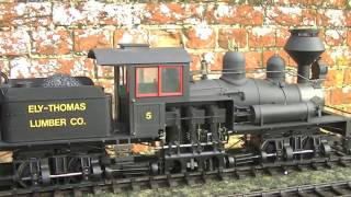 Video 69 GScale 3 cylinder Shay radio controlled with sound [upl. by Goober]