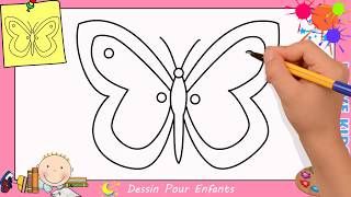 Comment dessiner un papillon FACILEMENT etape par etape pour ENFANTS 6 [upl. by Amathist]