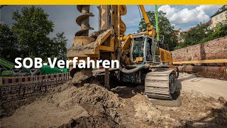 BAUER Spezialtiefbau GmbH – SOBVerfahren Herstellung einer überschnittenen Bohrpfahlwand [upl. by Aissilem923]