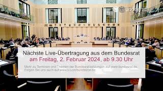 Livestream der 1040 Sitzung des Bundesrates [upl. by Eibbed]