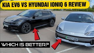 Kia EV6 VS Hyundai ioniq 6  Full UK review 2023  side by side comparison in size and comfort [upl. by Kayle]