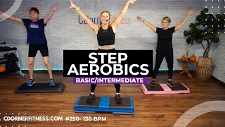 Step Aerobics Workout  Not Boring Basic to Intermediate Step 250  130 BPM [upl. by Arissa]