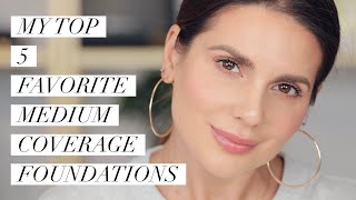 MY TOP FIVE FAVORITE MEDIUM COVERAGE FOUNDATIONS  ALI ANDREEA [upl. by Thill41]