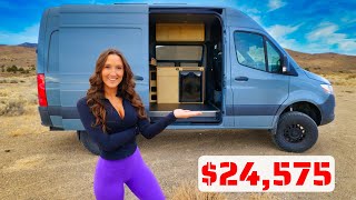 Mercedes Sprinter Camper Van Build For Less Than 25k  Van Life Tour [upl. by Ellenyl]