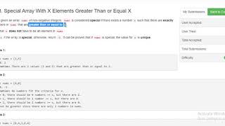 1608 Special Array With X Elements Greater Than or Equal X  LeetCode  Weekly Contest 209 [upl. by Beale]