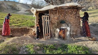 Building a hut in the mountains by a village woman [upl. by Ahsienek]