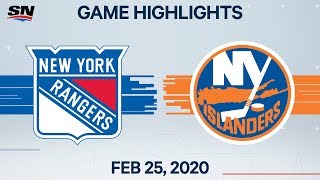 NHL Highlights  Rangers vs Islanders – Feb 25 2020 [upl. by Atinuahs]