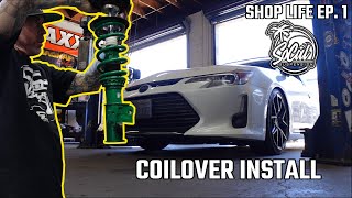 SCION TC COILOVER INSTALL  MORE │ SHOP LIFE EP 1 [upl. by Ytak]