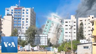 Israel Flattens Gaza Building Hosting AP AlJazeera in Airstrike [upl. by Llesirg]