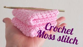 Crochet moss stitch baby washcloth [upl. by Anailli]