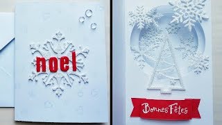 Scrapbooking tutoriels français  Carterie  Carte Noël 3D à 3 plans Modèle à télécharger [upl. by Ylrebmit]