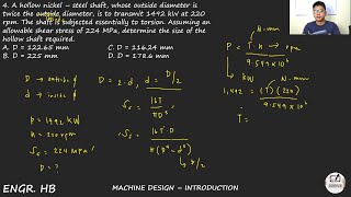 MACHINE DESIGN PAST BOARD EXAM PROBLEMS CHAPTER 1  INTRODUCTION PART 1 [upl. by Anialeh]