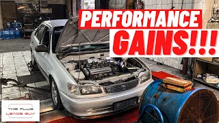 Performance gains from my Corolla AE111 4AFE  SCREAMING VELOCITY STACK [upl. by Anaynek]