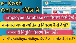 EKosh Online Employee Database Details Kaise Dekhencg ekosh पोर्टल पर व्यक्तिगत जानकारी कैसे देखें [upl. by Rowan]