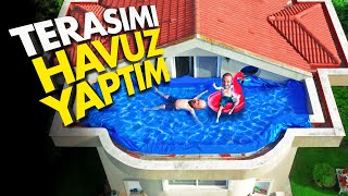 EVİMİN BALKONUNU SUYLA DOLDURDUM  HAVUZ YAPTIM [upl. by Kirst]