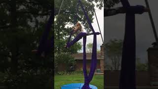 Aerial Silks  Split Roll Up Cross Back Straddle  Airplane Drop [upl. by Gil]