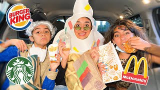 Drive Thru PRANK Halloween Costumes  Trick or Treating  GEM Sisters [upl. by Baryram165]