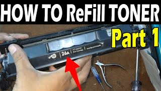 How to refill HP 26a toner cartridge  HP LaserJet pro m402dn  HP LaserJet Pro MFP M426fdn Part 1 [upl. by Onaicilef]