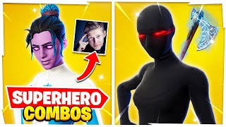 5 NEW TRYHARD SUPERHERO SKIN COMBOS IN FORTNITE [upl. by Devona]