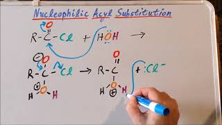 Nucleophilic acyl substitution hydrolysis of acid chlorides [upl. by Billen]