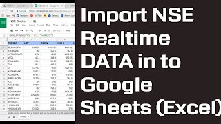 How to import NSE data in to Google sheets Excel and How to make your own strategy step by step [upl. by Gowrie]