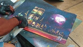 Spray Painting  Cool drawing technique amp Amazing street artist [upl. by Annitsirhc]