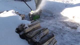 SNOWY SideWalk Cleared with GreenWorks Pro 80V SNOW Shovel [upl. by Rangel341]