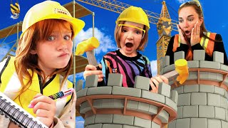 ADLEY is the CONSTRUCTiON BOSS Niko helps build a Giant Castle at his pretend job with Mom amp Dad [upl. by Lenoel]