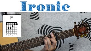 Ironic  Alanis Morissette  Easy Guitar Tutorial Simple Chords and Strumming [upl. by Ancalin989]