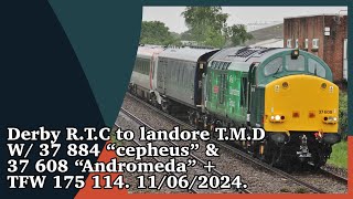 Derby RTC to landore TMD W 37 884 “cepheus” amp 37 608 “Andromeda”  TFW 175 114 11062024 [upl. by Auoh837]