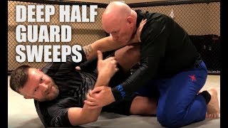 JiuJitsu Techniques  Deep Half Guard Sweep Options [upl. by Hirschfeld]