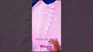 Poncho Tejido a crochet N° 27 en punto hojas en relieve videosdetejido ganchillocreativo lana [upl. by Karlin]