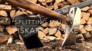 FISKARS X27 Splitting Axe VS 8lb SPLITTING MAUL Comparison [upl. by Gautier]