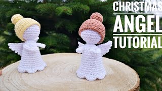 Part 1 How To Crochet Christmas Angel Engel Häkeln Anleitung [upl. by Lorelei]