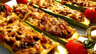 stuffed zucchini boats i have never eaten such a delicious zucchini Healthy and easy [upl. by Ailaza]