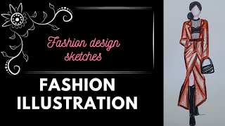 how to draw a simple dress sketch for beginnersfashion illustration  step by step tutorial ❤️ [upl. by Euqinommod]